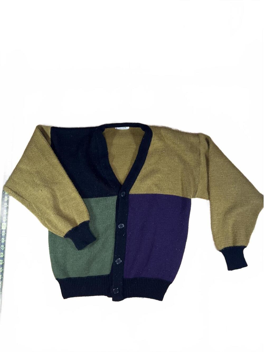 Rare Kaonix Colorblock Knit Cardigan Sweater Medium
